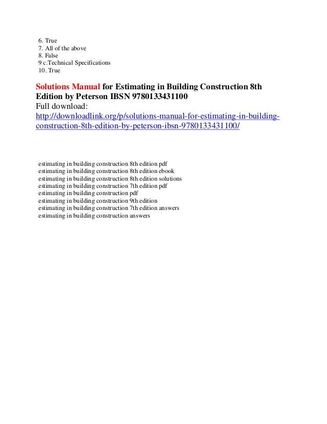 estimating in building construction pdf