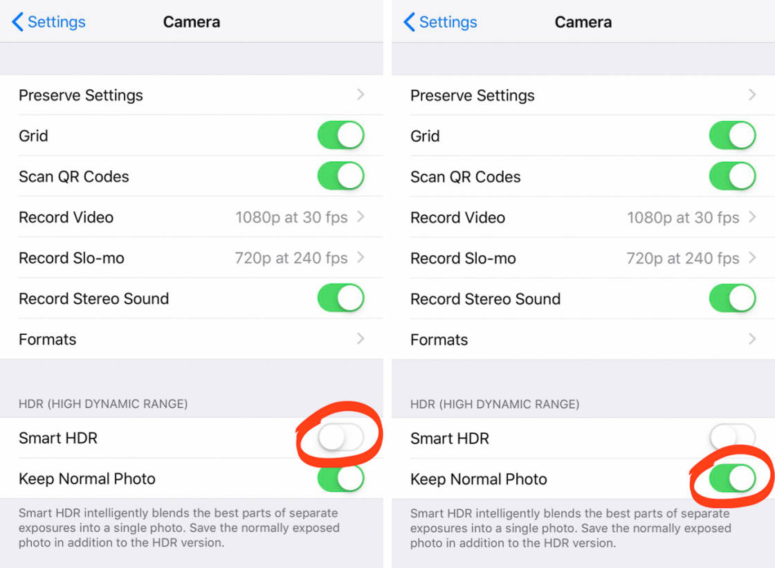 iPhone camera settings for photography