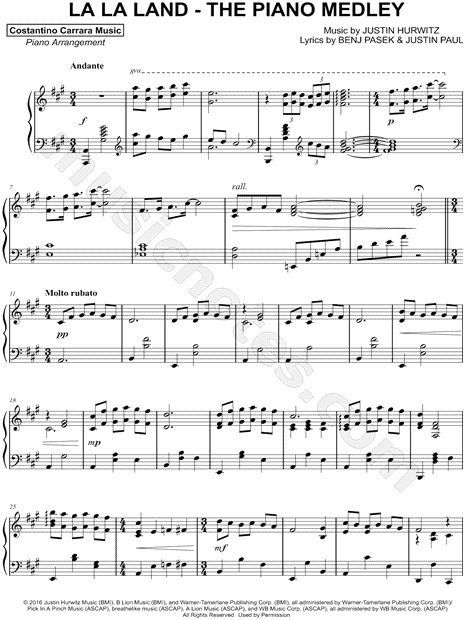 la la land piano sheet music pdf