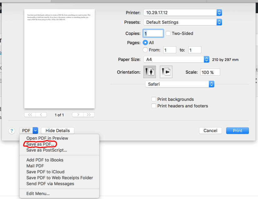 how to save pdf from print preview mac