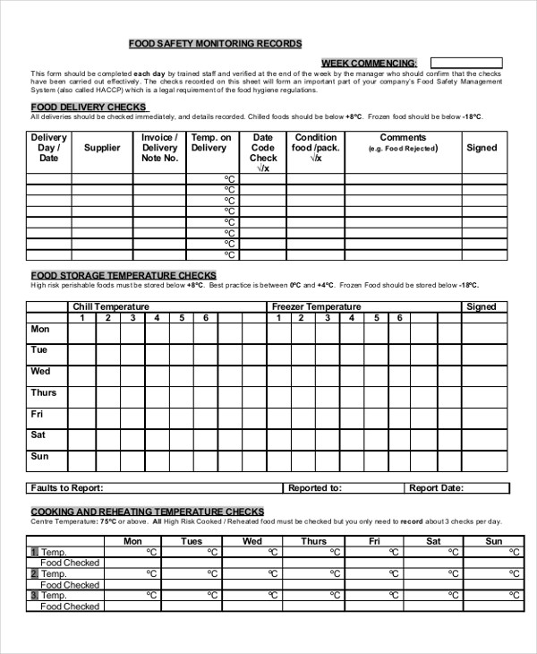 food safety application form