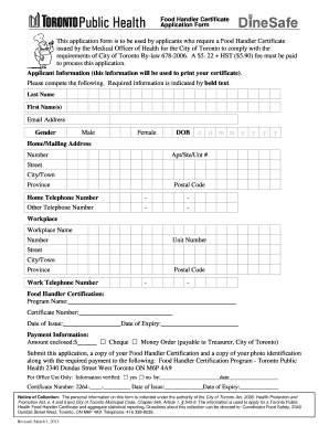 food safety application form