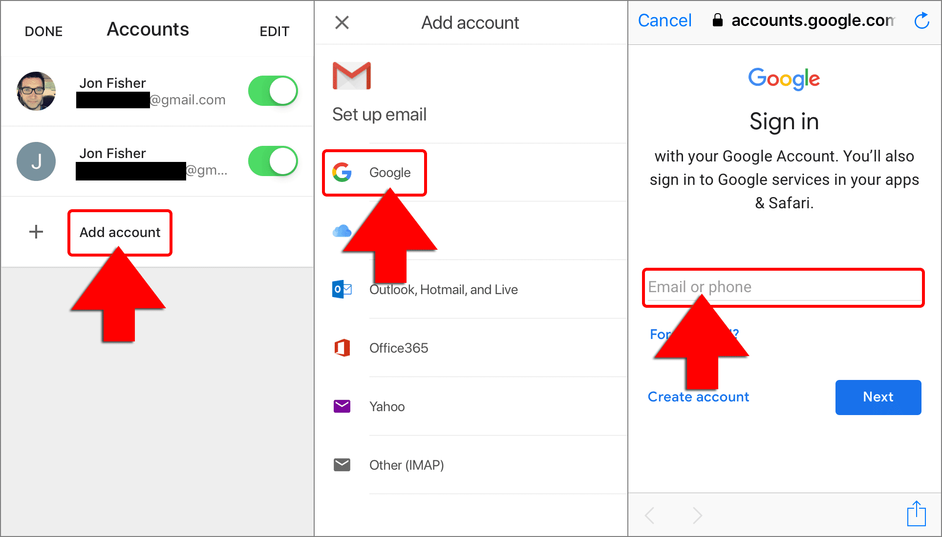 Как добавить аккаунт в gmail