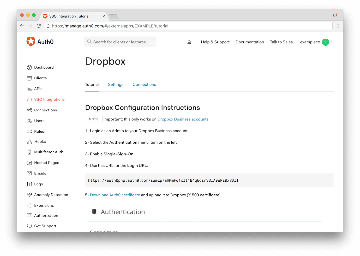 instructions to manage dropbox