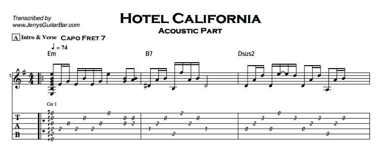 hotel california guitar tab pdf